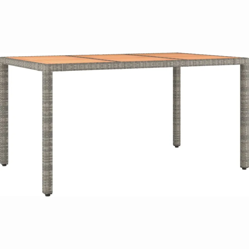 vidaXL Tuintafel met houten blad poly ratten en acaciahout grijs, foto 3