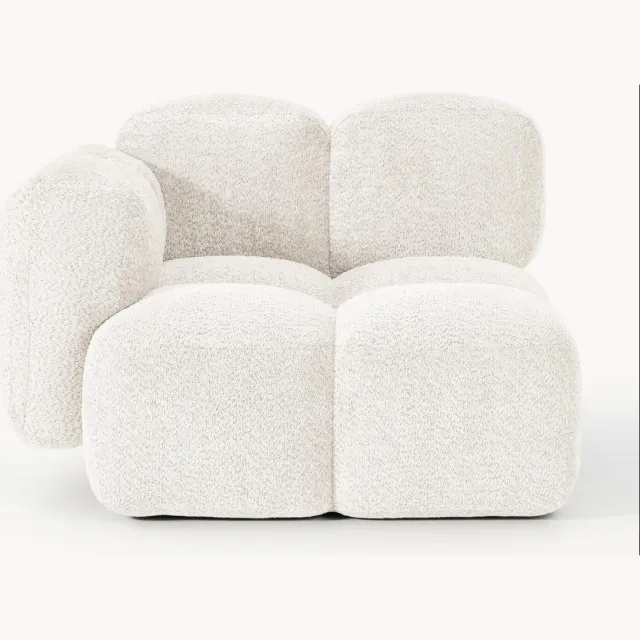 Westwing Collection Hoekmodule Tayla van teddy bouclé Wit