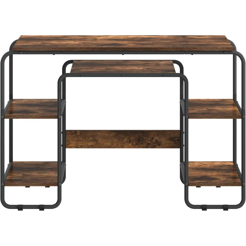 vidaXL Bureau met opbergruimte Gerookt eiken 113.5 x 52 x 75.5 cm Bruin