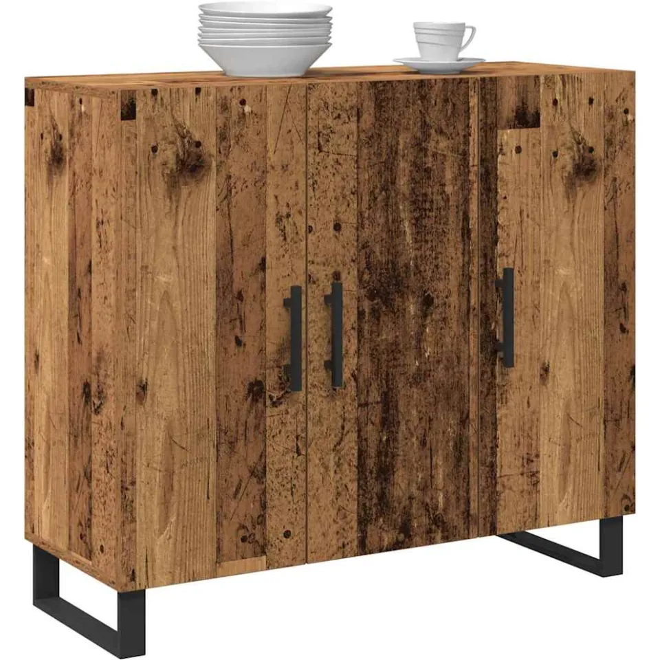 vidaXL Dressoir Oudhout 90 x 34 x 80 cm Bewerkt hout Bruin