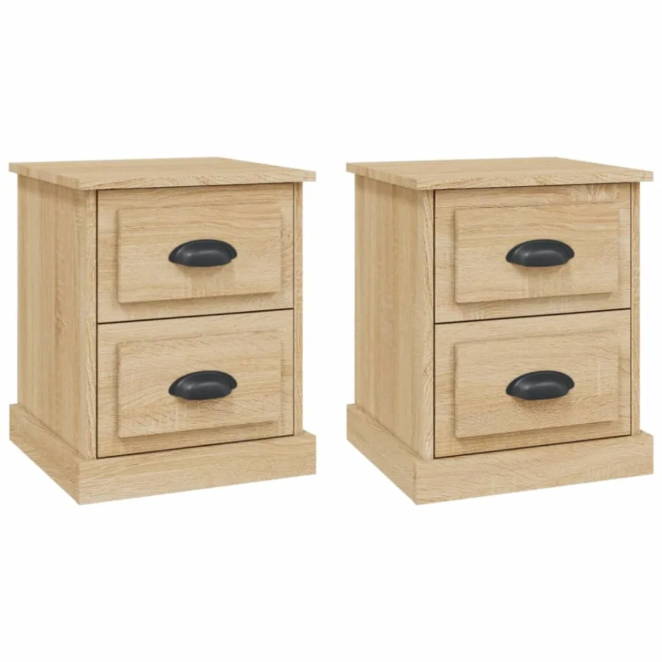 vidaXL Nachtkastjes 2 st 39x39x47,5 cm bewerkt hout sonoma eikenkleur Bruin