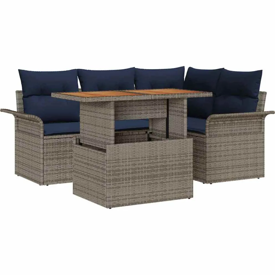 vidaXL Tuin Sofa Set 5 st Grijs Poly riet