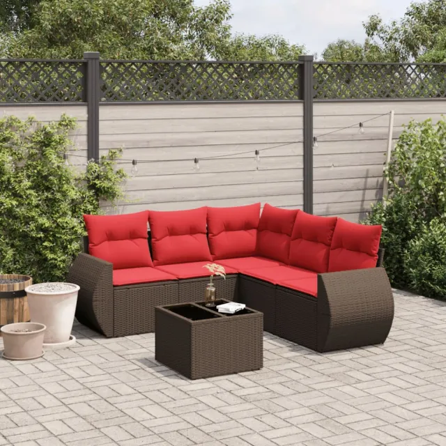 vidaXL 6-delige tuinbankset met kussens, bruin polyrotan, foto 2