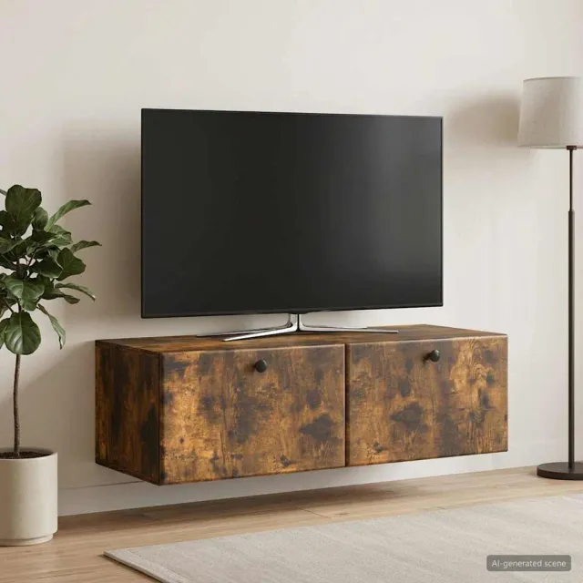vidaXL Wandbeugel TV-kast 98 x 41 x 30 cm Gerookt eiken Bewerkt hout, foto 2