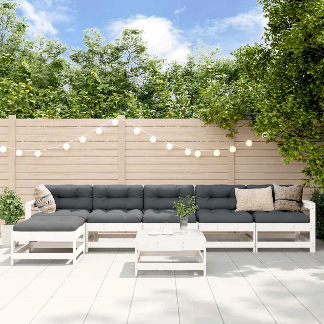 vidaXL 7-delige Loungeset massief grenenhout wit
