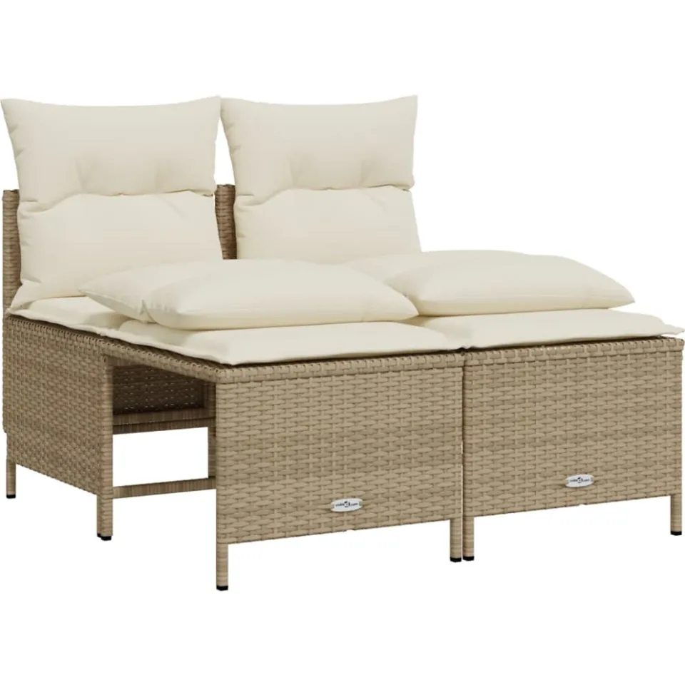 vidaXL 4-delige Loungeset met kussens poly rattan beige, foto 3