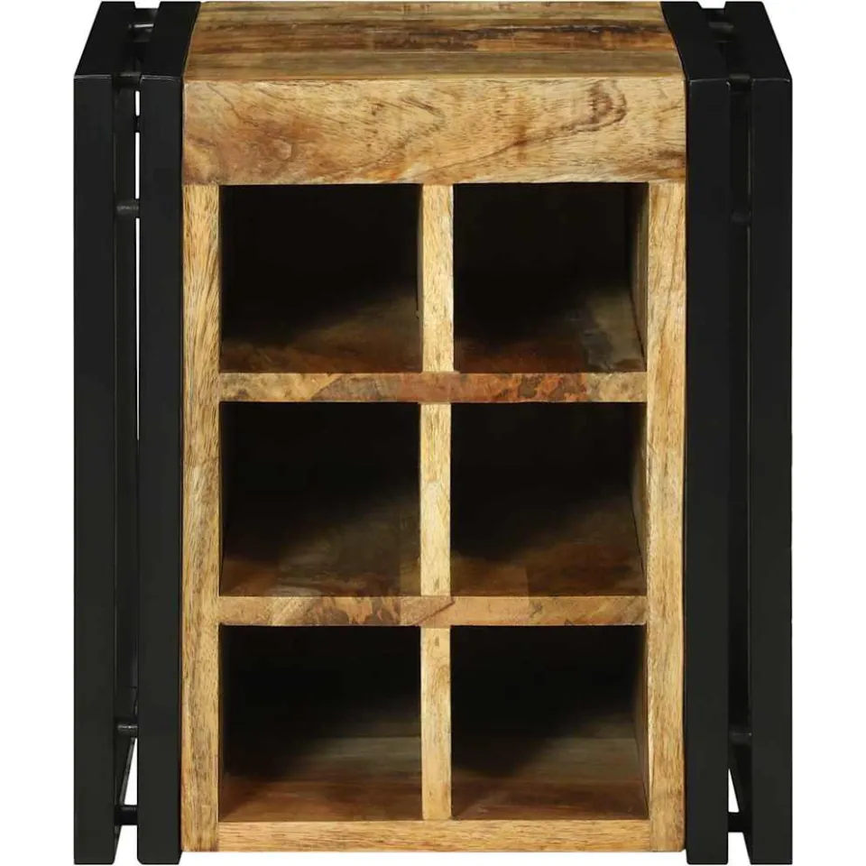 vidaXL Wijnrek Bruin en zwart 35 x 35 x 39 cm Massief Mango Hout, foto 2