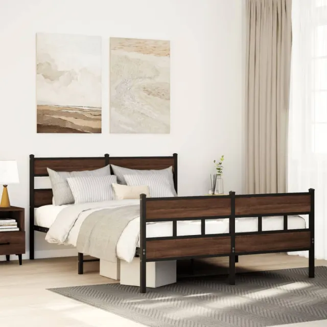 vidaXL Bedframe met hoofdbord en voetbord zonder matras 137x190 cm Bruin