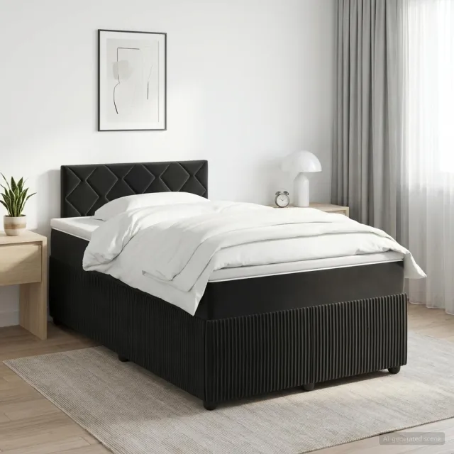 vidaXL Boxspringbed met matras Zwart 120 x 200 cm Fluweel