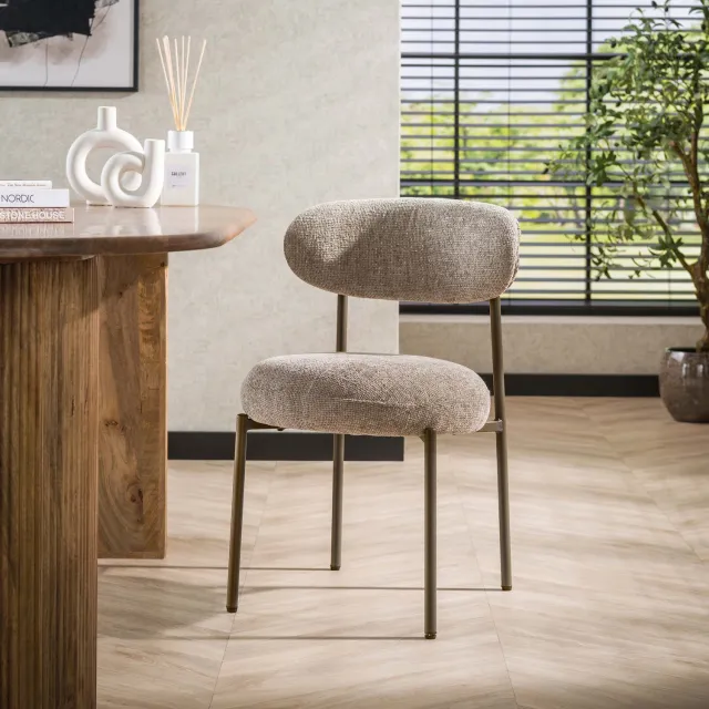 Hoyz Collection Eetkamerstoel Veya - Beige - 57x52x81 cm - Set van 2