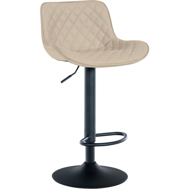 Luxe Comfort Barkruk - Verstelbaar - Kunstleer - Crème zwart/creme