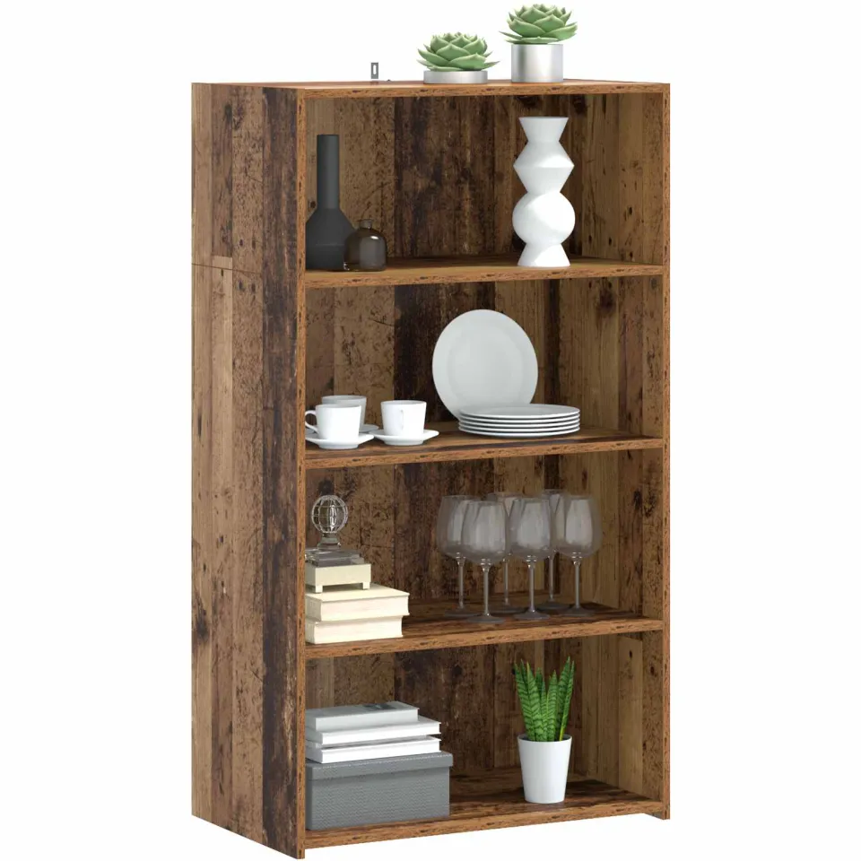 vidaXL Hoge kast Oud hout 70 x 41 x 124 cm Bewerkt hout Bruin
