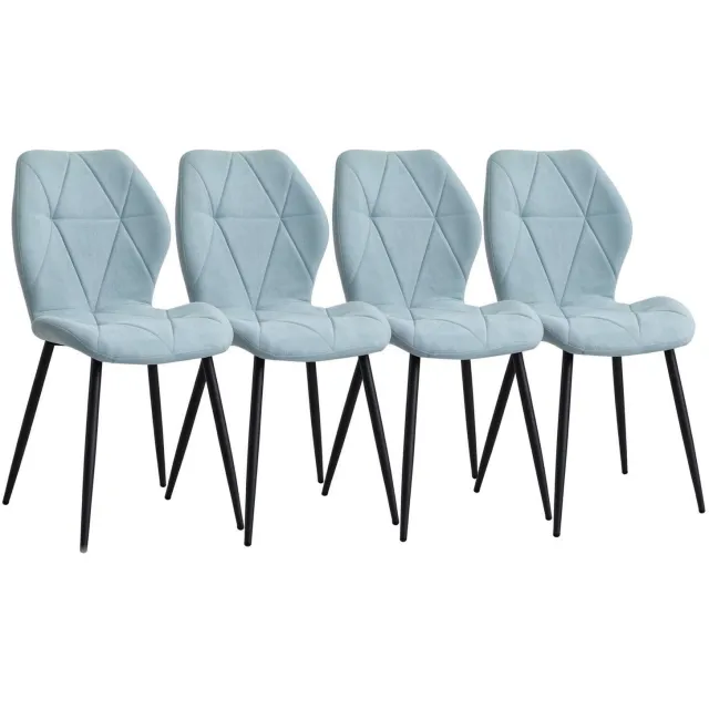 SONNENH Eetkamerstoelen set van 4 met gestikte stoffen bekleding en metalen poten - Mintgroen
