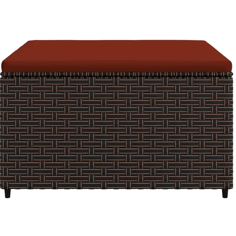 vidaXL Voetensteunen 2 st met kussens poly rattan bruin