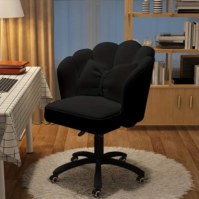 J.T.R Ergonomische bureaustoel-Bureaustoelen voor volwassenen-Bureau Stoel met Fluweelblad | Strikvormige-Foam Vulling, Metalen Frame-Beauty - Salon - Kaptafel-(ZWART).