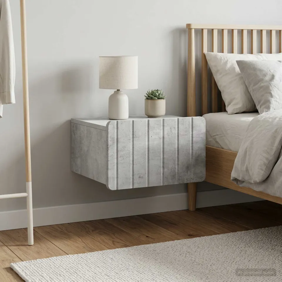 vidaXL Wandbeugel Bedkast 2 st Betongrijs 49 x 34,5 x 24 cm grijs, foto 4