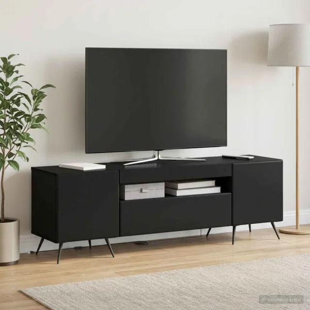 vidaXL LED tv-meubel Zwart Bewerkt hout, foto 2