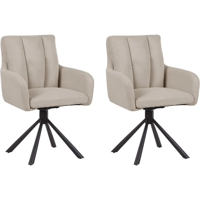 Beliani SARDOAL - Set van 2 eetkamerstoelen - Taupe - Polyester Beige