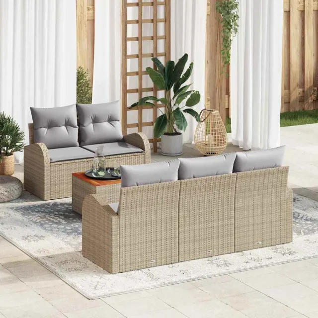 vidaXL Tuinbankenset 6 st Beige en Licht Grijs poly rattan, foto 2