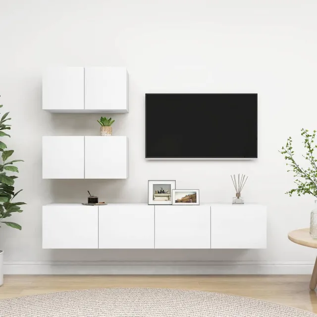 vidaXL 4-delige Tv-meubelset bewerkt hout wit, foto 2