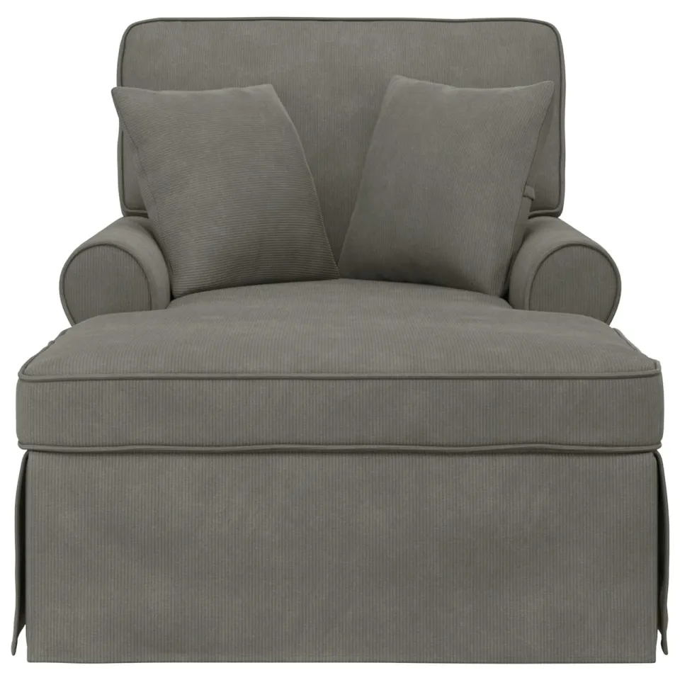 vidaXL Chaise Lounge met Rok 3 st Lichtgrijs Katoen Stof