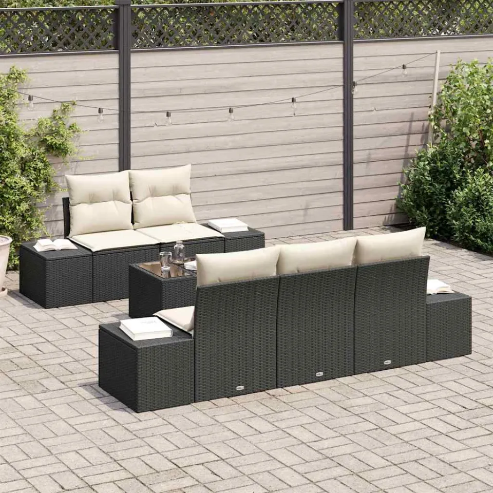 vidaXL Tuin Sofa Set Zwart poly rattan, foto 3