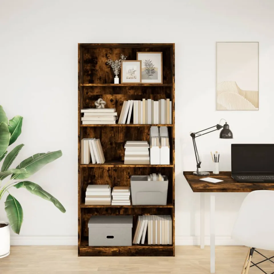 vidaXL Boekenkast 80x24x176 cm bewerkt hout gerookt eikenkleurig, foto 2