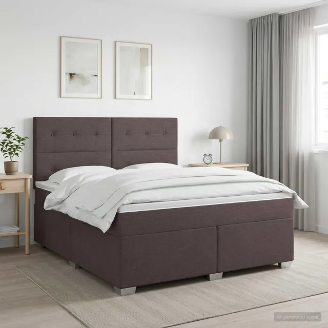 vidaXL Boxspringbed met matras Donkerbruin 140 x 190 cm Stof