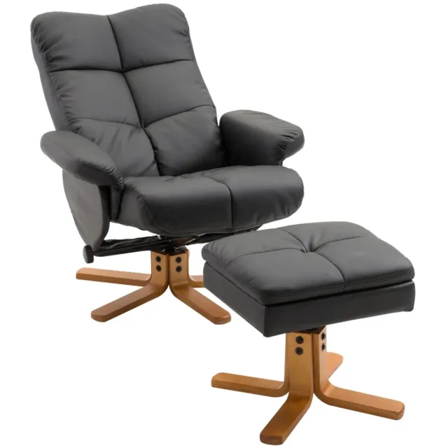 ZYLARO Relaxfauteuil met Voetenbank - 360° Draaibaar - TV-fauteuil met Relaxfunctie - Kantelbaar tot 145° - Verstelbare Rugleuning - tot 120 kg - Relaxstoel - TV Stoel - Loungestoel - Leesstoel - Kunstleer - Zwart