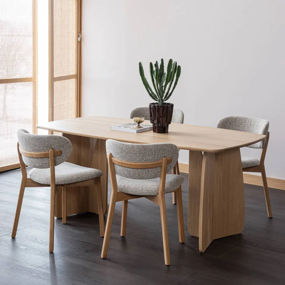 WOOOD Veere Eettafel - Massief Eikenhout - Naturel - 180 x 100, foto 2