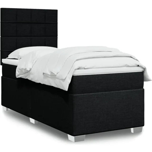 vidaXL Boxspring met matras stof zwart 100x200 cm