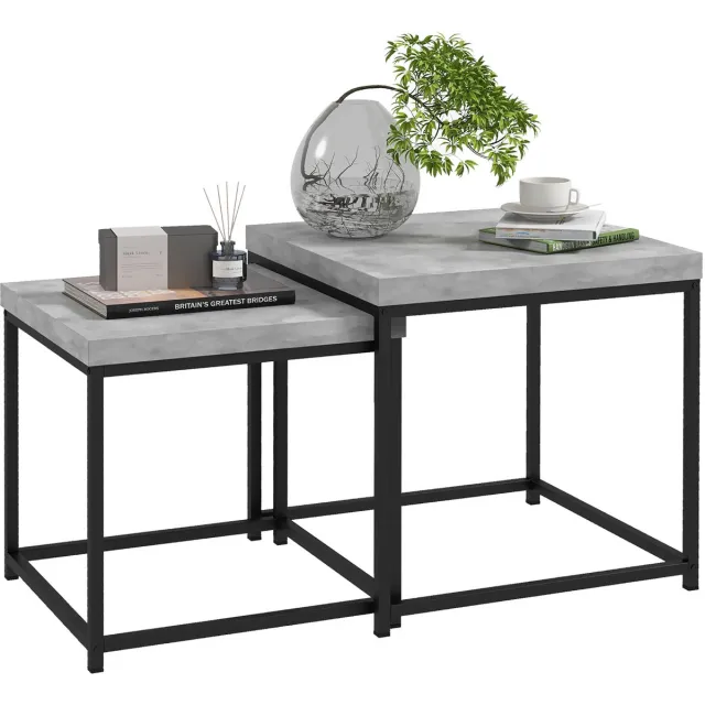 Homcom Salontafelset - Staal - 45x45x45cm - Grijs Gris