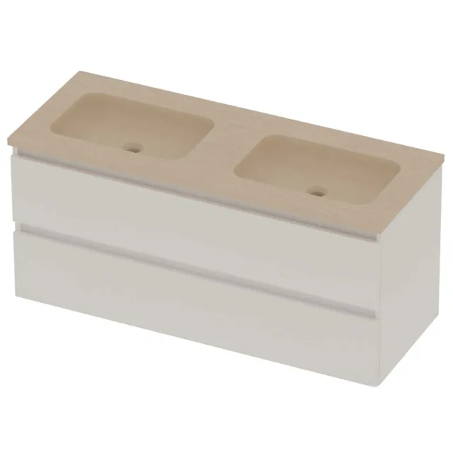 Basic-Line Rocky 46 Badmeubelset Hardsteen 120x46x54 cm R46SSEMW120D0 Mat White Sand Stone Beige