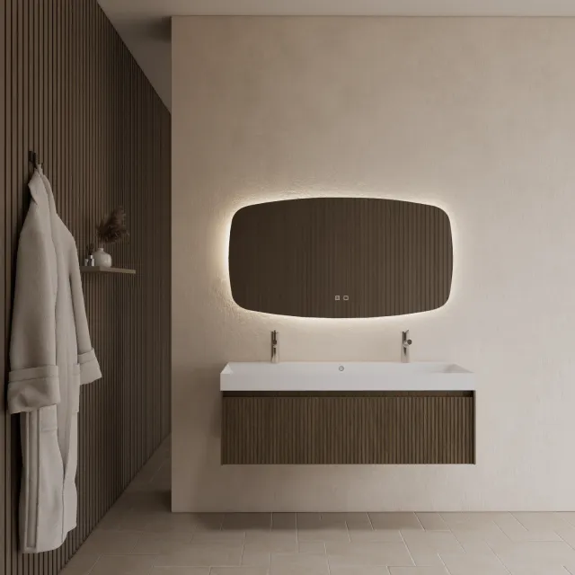 Gliss Design Badkamermeubel Gliss Design Timotheus 140 cm Ash Grey (Keuze Wastafel) Bruin