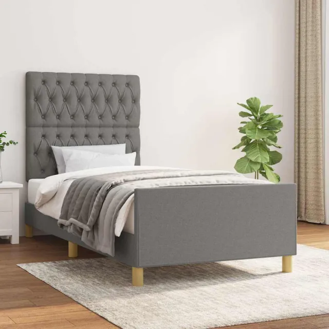 vidaXL Bedframe zonder matras 100x200 cm stof donkergrijs