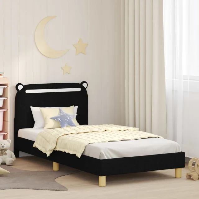 vidaXL Bedframe voor kinderen met hoofdbord Zwart 80 x 200 cm Stof