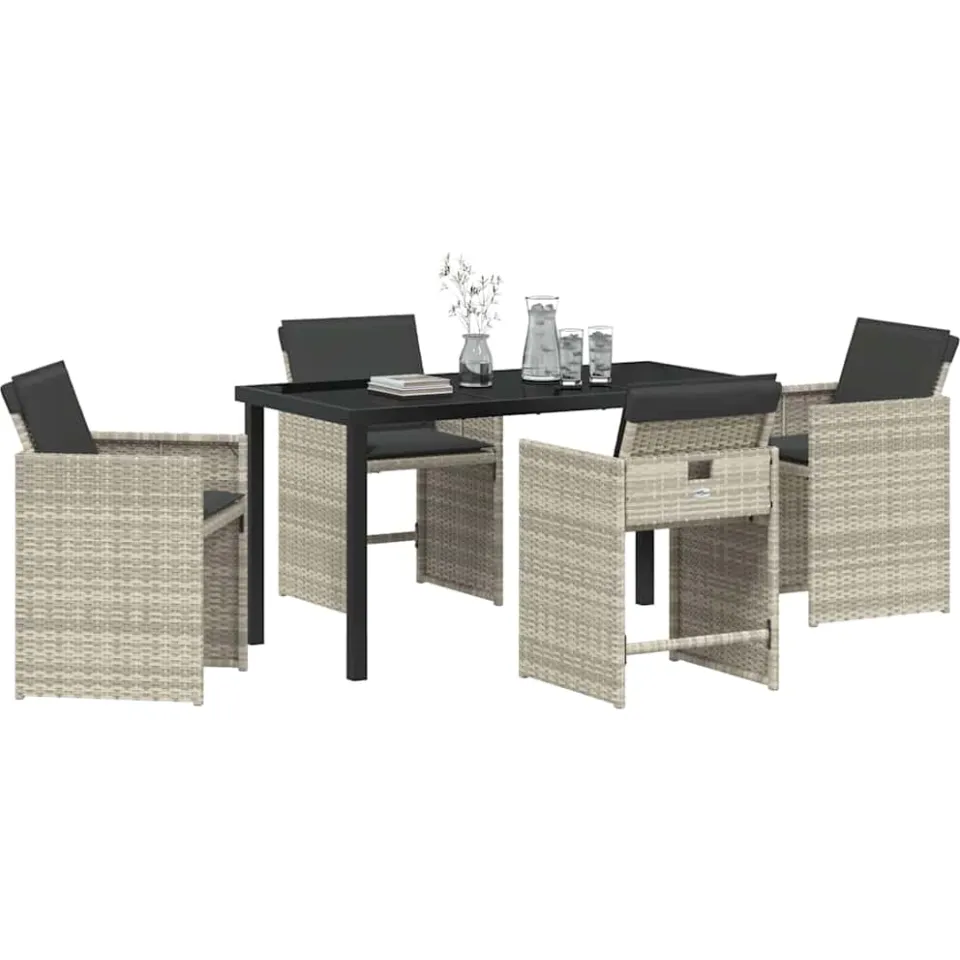 vidaXL Tuin eettafelset 5 st Lichtgrijs poly rattan, foto 2