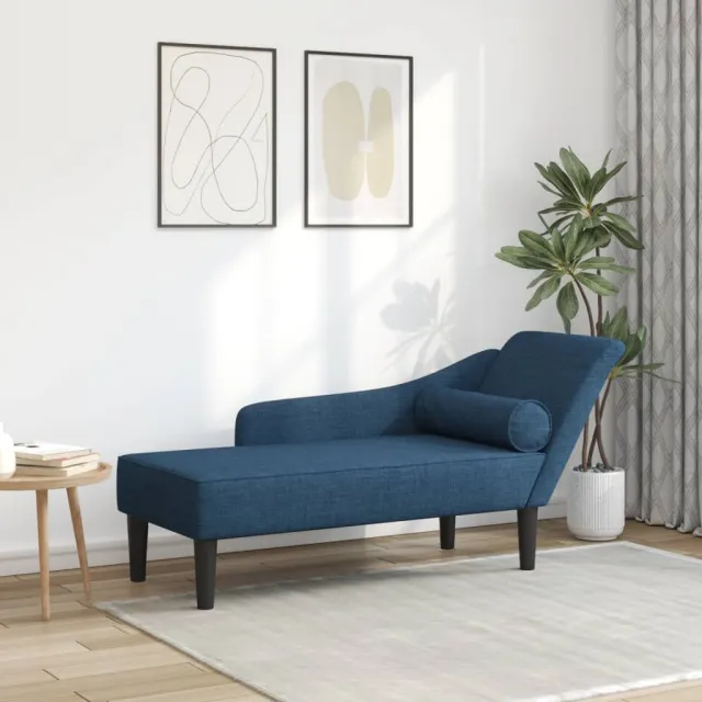 vidaXL Chaise longue met kussens fluweel blauw, foto 2