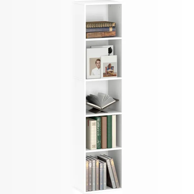 Homcom boekenkast smal 5 vakken - Boekenrek - Opbergrek - Wit Weiß