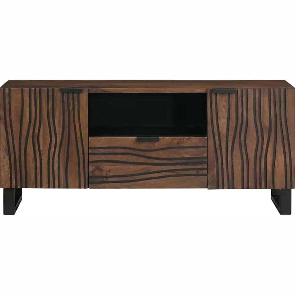 vidaXL TV Eenheden 105 x 33 x 46 cm Walnotenhout Bewerkt hout bruin, foto 3