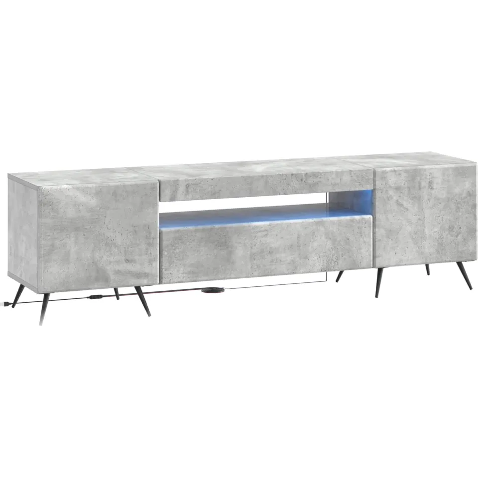 vidaXL LED tv-meubel Betongrijs Bewerkt hout