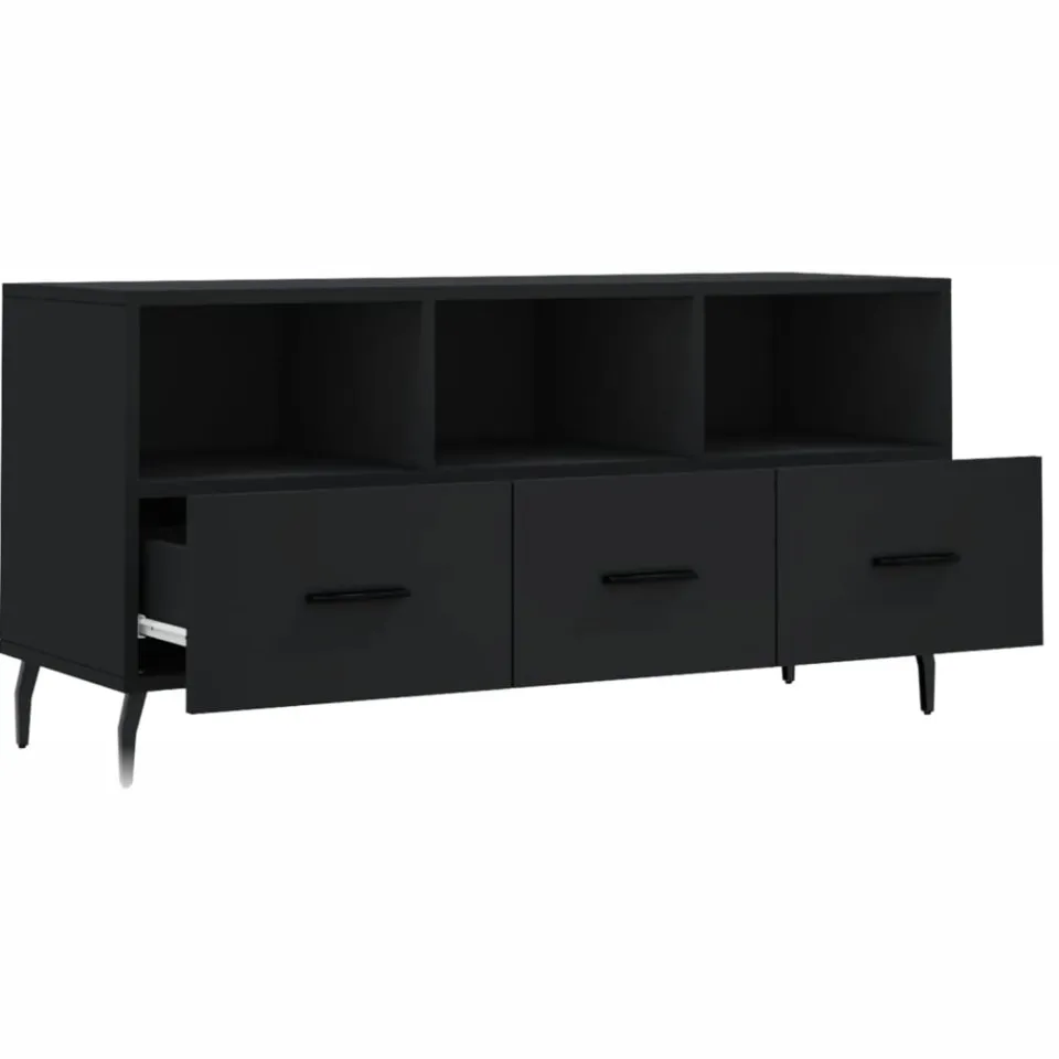 vidaXL Tv-meubel 102x36x50 cm bewerkt hout zwart, foto 3