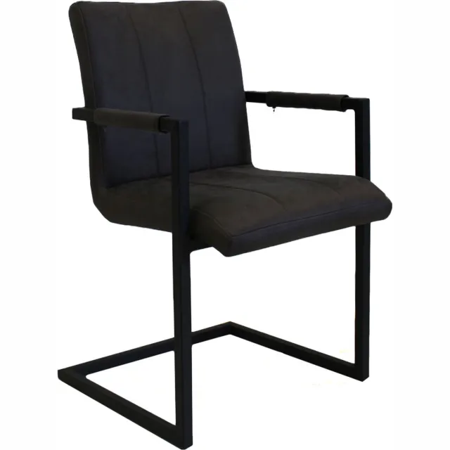Happyment Eetkamerstoel Levino - Zwart microvezel - Metalen poten - set van 1 - Zithoogte 46cm - deluxe
