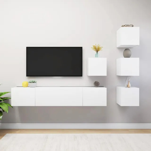 vidaXL 6-delige Tv-meubelset bewerkt hout wit, foto 2