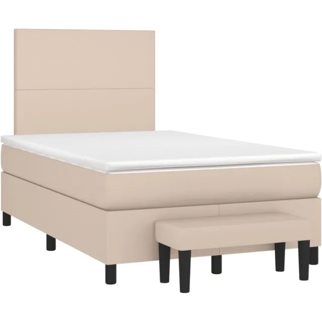 vidaXL Boxspring met matras kunstleer cappuccinokleurig 120x190 cm bruin