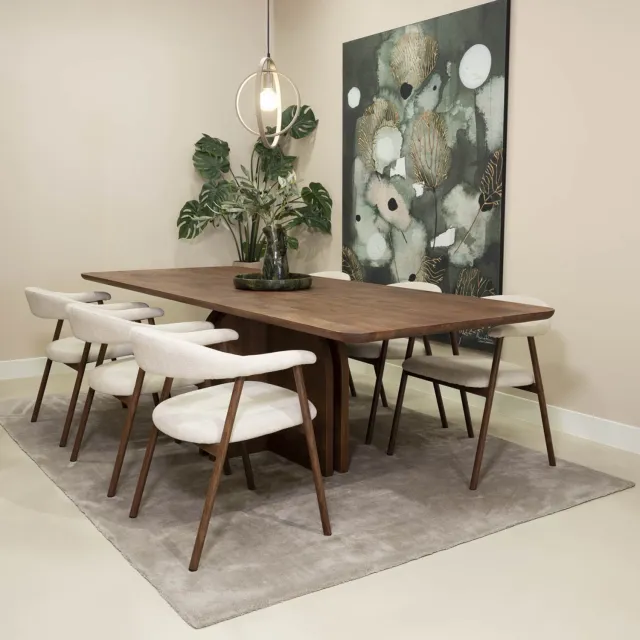DÉJA Living Eettafel Edward - Rechthoek - Walnootkleur - 250x100 cm - Mangohout Donkerbruin