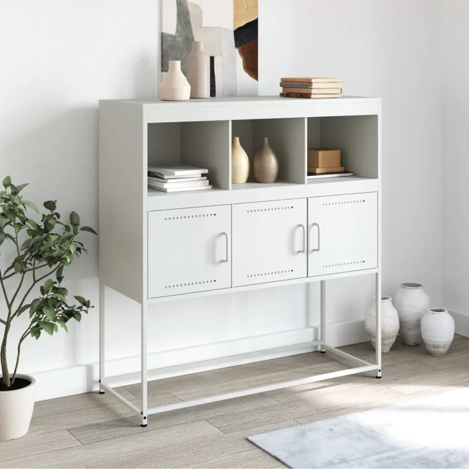 vidaXL Dressoir 100,5x39x107 cm staal wit, foto 2