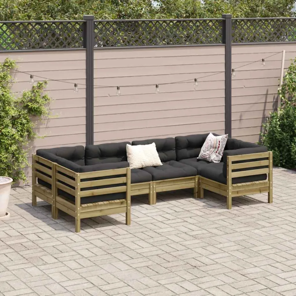 vidaXL 6-delige Loungeset met kussens geïmpregneerd grenenhout bruin, foto 2