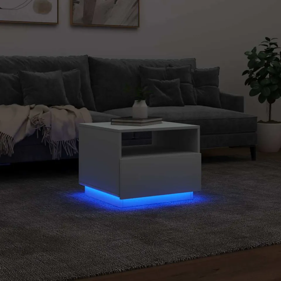vidaXL Salontafel met LED-verlichting 50x49x40 cm wit, foto 4