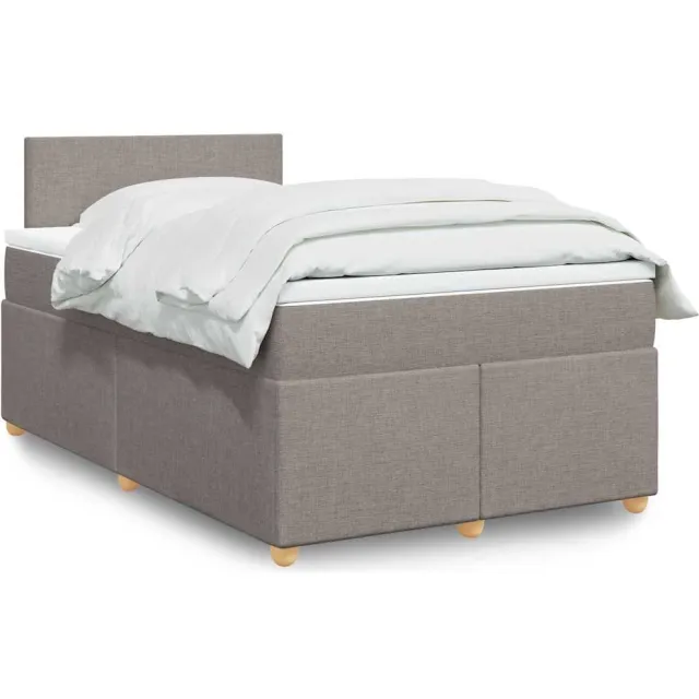 vidaXL Boxspring met matras stof taupe 120x190 cm